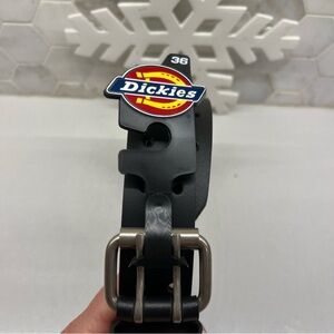Dickies Black Leather Belt with Silver Accents